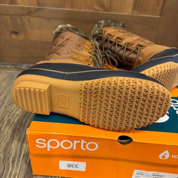 Sporto Deal Waterproof Quilted Duck Boots with Faux Fur Trim 9 Tan - Picture 7 of 10